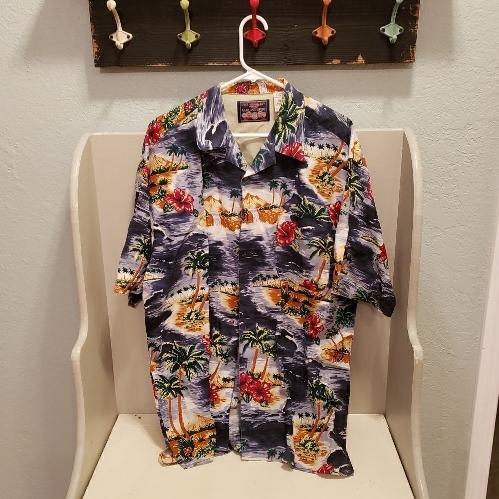 Garland Sport Hawaiian Aloha Floral Shirt size XL